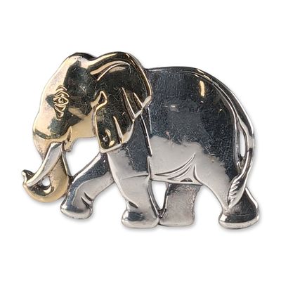 Two-Tone Sterling Silver Elephant Brooch