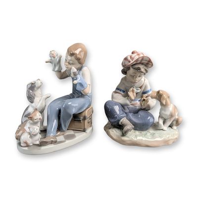 2pc Lladro Porcelain Figurines Puppet Show  & I Hope She Does