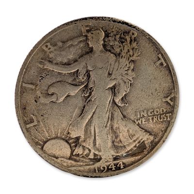 1944-D US Walking Liberty Silver Half Dollar Coin, Circulated