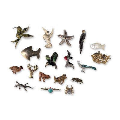 18pc Collection of Animal and Figural Brooch Pins
