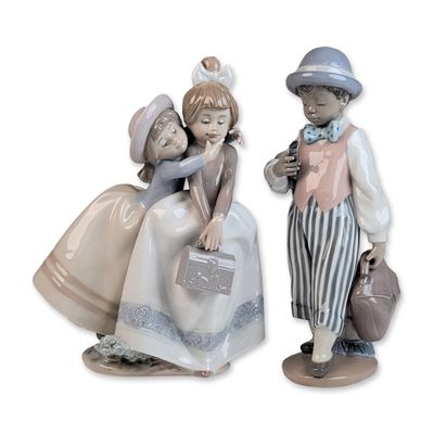 Two Lladro Porcelain Figurines, Sharing Secrets 01005720 & Jazz Clarinet 01005928