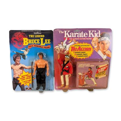 2pc LarGo Toys Bruce Lee and Remco Karate Kid Action Figurines