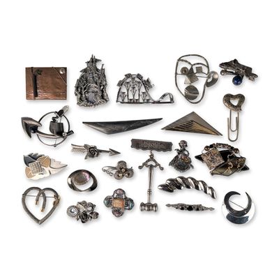 22pc Vintage and Contemporary Abstract and Whimsical Brooch Pins
