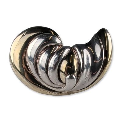 Nurit and Shoshanna Bar-On Modernist Sterling Silver Ribbed Shell Brooch