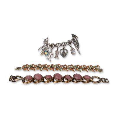 3pc Kirks Folly and Other Vintage Costume Jewelry Link and Charm Bracelets