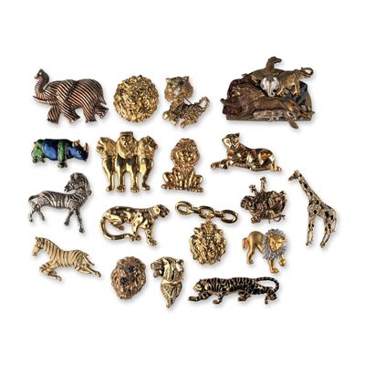 18pc Collection of Safari Animal Costume Jewelry Brooch Pins
