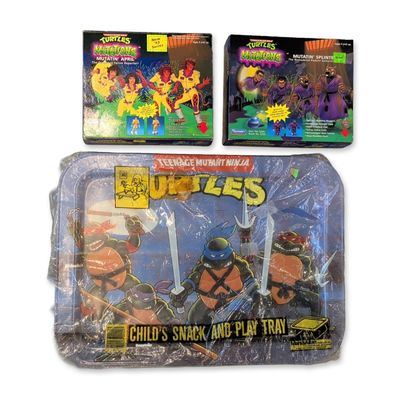 3pc Playmates Teenage Mutant Ninja Turtles Mutations Figures and Snack and Play Tray