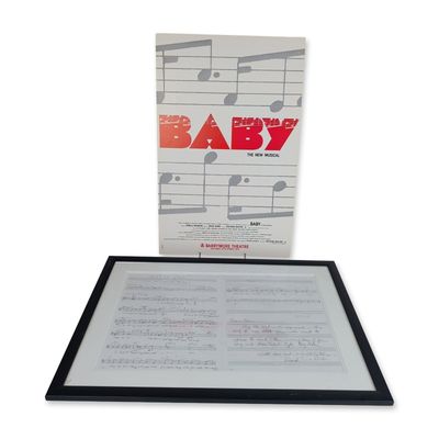 2pc Baby The Musical Hand-Inscribed Sheet Music and Window Card Grouping