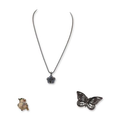 3pc Swarovski Rhinestone Necklace and Brooch Pins Collection
