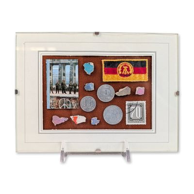East German Memorabilia and Berlin Wall Fragments Framed
