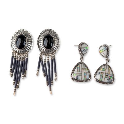 2 Pairs of Southwestern Sterling Silver Dangle Earrings