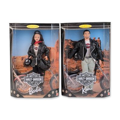 2pc Mattel Barbie Harley-Davidson Collector Edition Barbie and Ken Dolls