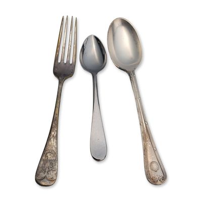 3pc Elkington, Christofle, and Briggs Argentine Maritime Flatware