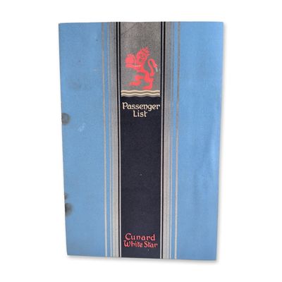 Cunard White Star RMS Queen Elizabeth Passenger List 1948