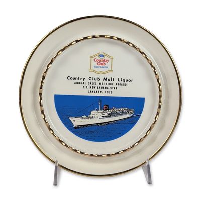 Country Club Malt Liquor 1970 Sales Meeting Commemorative Plate