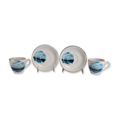 4pc Royal Falcon Ironstone Maritime Ship Cups and Saucers