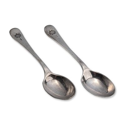 Pair of Walker and Hall Silver Plated Maritime Spoons