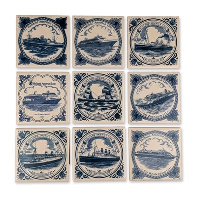 9pc Holland America Line Commemorative Ceramic Coasters
