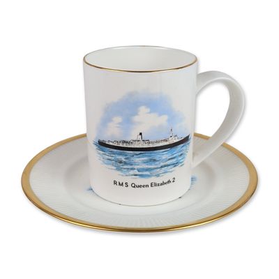 2pc Crown Staffordshire for Queen Elizabeth 2 Fine Bone China Cup and Saucer