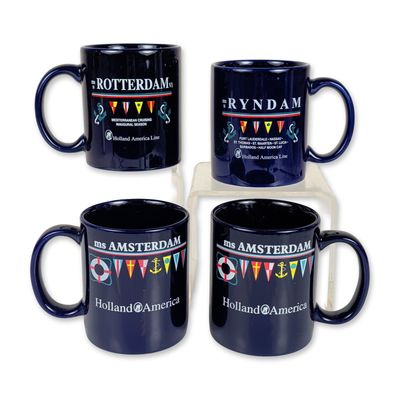 4pc Holland America Line Ceramic Cruise Ship Mugs