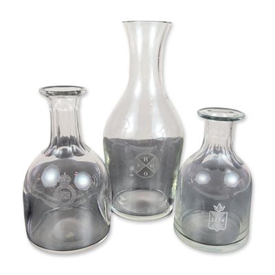 3pc Maritime Etched Glass Carafes, Includes Royal Mail Steam, Hamburg Sud, Union-Castle