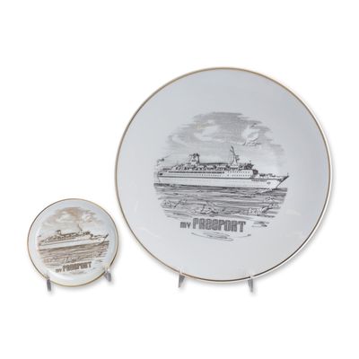 2pc Mv Freeport Cruise Ferry Rosenthal Germany Commemorative Porcelain Plates