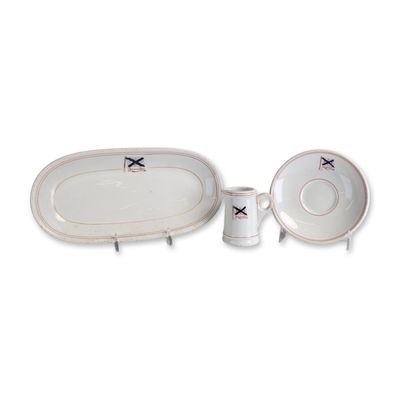 3pc Buffalo China and John Maddock & Sons Chinaware for Savannah Line Steamship Tableware