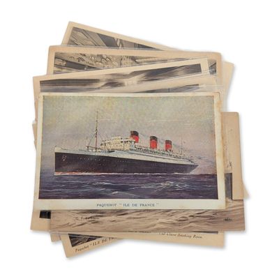 10pc Collection of SS Ile de France French Line Postcards