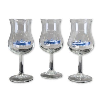 3pc SS Norway Souvenir Stemware Glasses