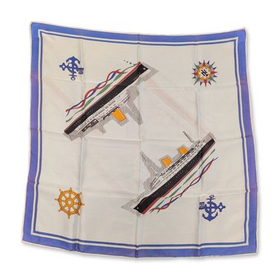 1910s Norddeutscher Lloyd Bremen and Europa Souvenir Silk Scarf
