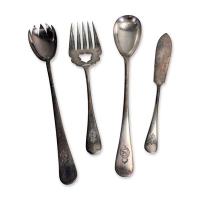 4pc Elkington and Mappin & Webb Silver Plate Royal Mail Steam Packet Company Serving Utensils