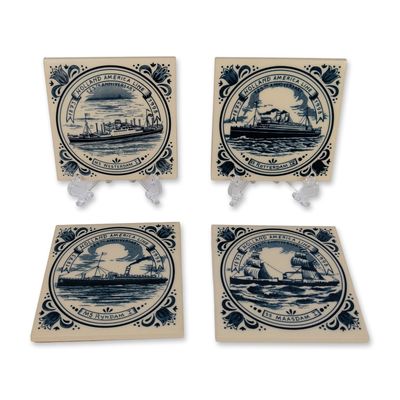 10pc Holland America Line Anniversary Ceramic Coasters