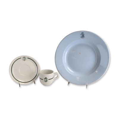 3pc Compagnie des Messageries Maritimes Pillivuyt et Cie Porcelain Tableware Set