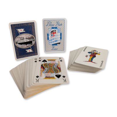 2pc Waddington Blue Star Line Vintage Playing Cards