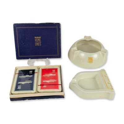 3pc Home Lines s/s Oceanic Porcelain and Card Memorabilia Group