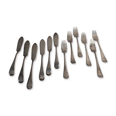 12pc Mappin and Webb Pacific Steam Navigation Company Silverplate Flatware
