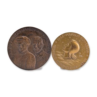 2pc German and French Maritime Commemorative Bronze Medals