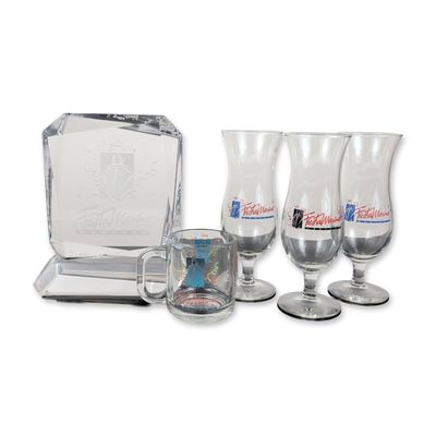 5pc Fiesta Marina Cruises Commemorative Lucite and Glass Memorabilia Set