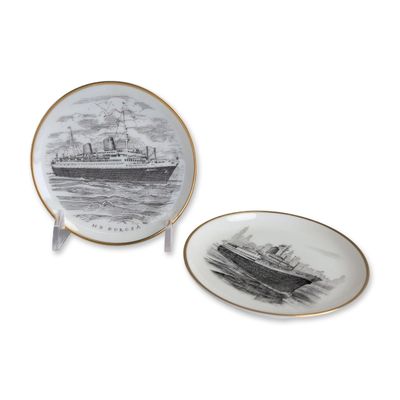 2pc Rosenthal German Porcelain Ocean Liner Trinket Dishes
