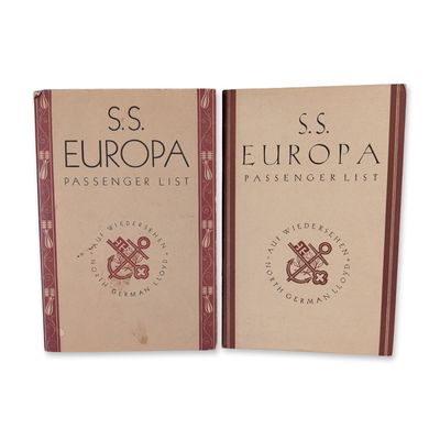 2pc North German Lloyd S.S. Europa Passenger Lists
