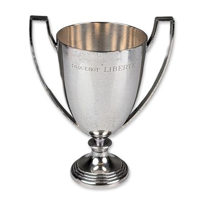Paquebot Liberte French Ocean Liner Silver Plate 1950s Trophy