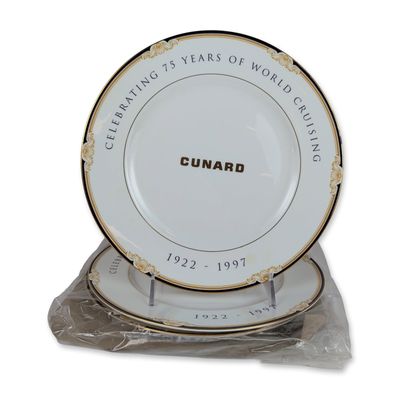 3pc Wedgwood Cunard 75th Anniversary Bone China Plates
