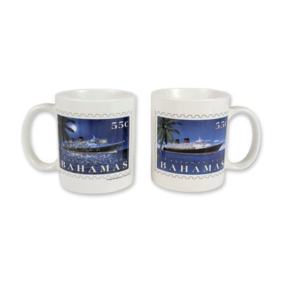 2pc Disney Cruise Line Castaway Cay Postage Stamp Souvenir Mugs