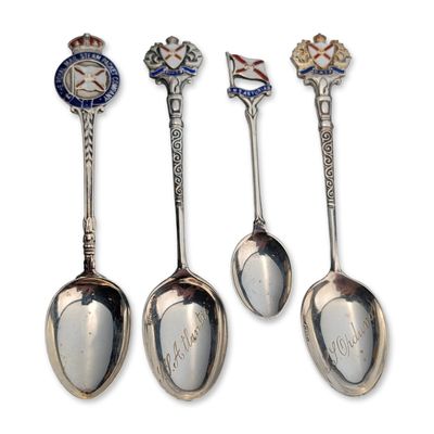 4pc Group of Royal Mail Steam Packet Company Sterling Silver and Enamel Spoons