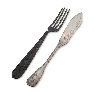 2pc Hamburg South America Line Silver Plate Flatware