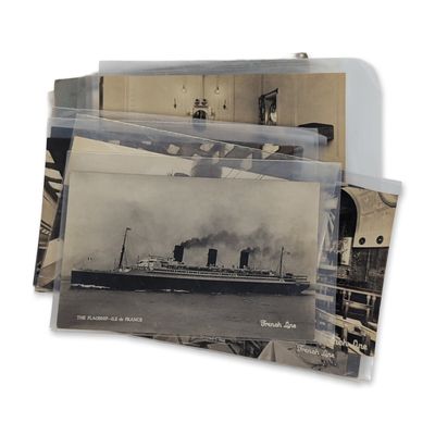 22pc Collection of French Line Ocean Liner Postcards and Folder