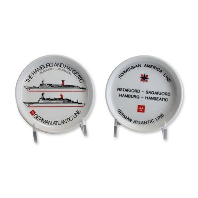 2pc Rosenthal Porcelain Ocean Liner Pin Trays, German Atlantic Line and Norwegian America Line