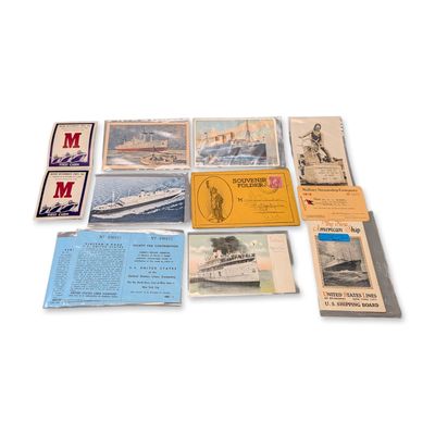 10pc Collection of 20th Century Maritime and Ocean Liner Ephemera