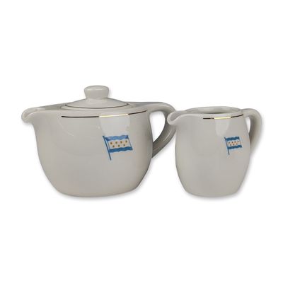 2pc Bauscher Weiden Zim Lines Porcelain 2 Cup Teapot and Creamer Set