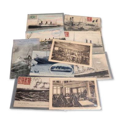 Collection of 10 Compagnie de Navigation Sud-Atlantique Antique Postcards